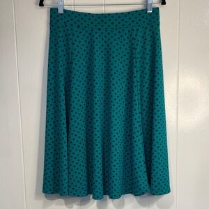 Lands' End Skirt Cottage Academia Full Flowy A-Line Teal Navy Dot Size Small 6-8